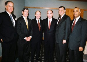 Photo 9: John Watts, Vice Chairman, Fischer Francis Trees and Watts; John Carey, Portfolio Manager, FFT&W; Alex J. Pollock, President and CEO, Federal Home Loan Bank of Chicago; Jamie B. Steward, Jr., First Vice President, Federal Reserve Bank of New York