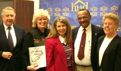 Dr. Bowman with (from left) State Coordinator William McNarney, and the HUD Iowa Office's Krista Bowersox, Pamela Dodge and Diane Hooten.