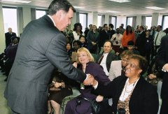 Photo 4: Following his remarks, the Secretary shook hands and met as many HUD staff as possible
