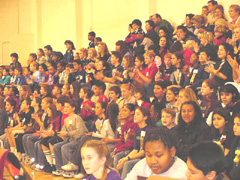 [Photo 3: A crowd of sixth graders supporting their team members]