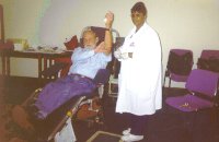 Bob Peeler, Construction Analyst, donating blood at the drive. Bob is a ten gallon donor.