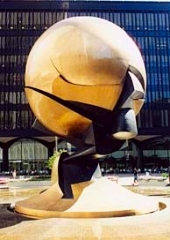 [Photo: The interim memorial for the victims of September 11th.]