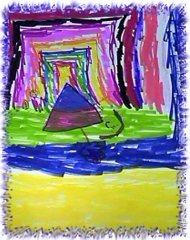 [Photo 4: A child's colorful and artistic interpretation of a house.]
