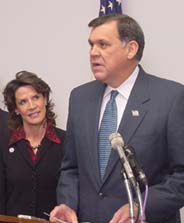 [Photo: Secretary Mel Martinez giving a speech]