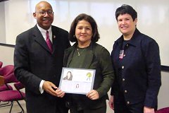[Photo 2: From left to right, Deputy Secretary Alphonso Jackson, Ms Escamilla, and Region VI Director A. Cynthia Leon]