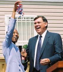 [Photo: Vernetta Young receives the keys to "The House the Secretary Built"]