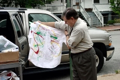 [Photo 2: Special "paint smocks" were given to the children.]