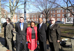 [Photo 2: From left, Paul Charbonneau, Mayor Faison, Regional Director Moss and William Devereaux]