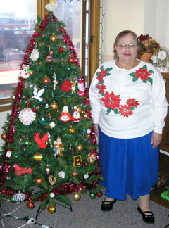 [Photo 2:  Jackie celebrating her first Christmas in Iowa]