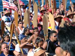 [Photo 3: Tribal Canoe Journey participants in their canoes]