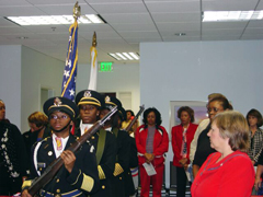 [Photo 4: Hayes High School JROTC Honor Guard present colors at Birmingham Field Office Veterans Day Program.]