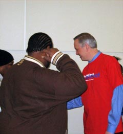 [Photo 2: Mayor Peterson and  homeless neighbors]