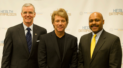 [Photo: VA Deputy Secretary Scott Gould, Jon Bon Jovi, and HUD Deputy Secretary Maurice Jones announce finalists in the REACH Challenge]