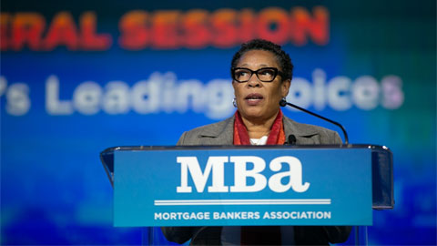 [Secretary Marcia L. Fudge delivers the keynote address at the Mortgage Bankers Association Annual Convention in San Diego, California.]