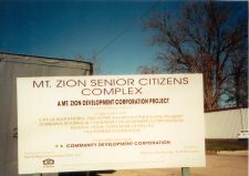 Photo of sign for the Mt. Zion Senior Citizens Complex project