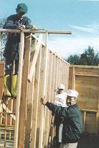 Photo of workers during construction of Community Center