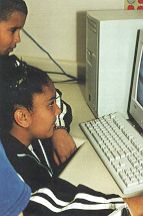 Photo of children in the new Neighborhood Networks Computer Center