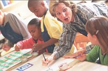 Photo of children and teacher at day care