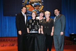 Photo of Rebecca Hagan, Brenda Jones & Nancy Keaton receiving award from Secretary Cuomo & Deputy Secretary Ramirez