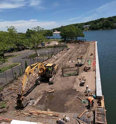 [Brewery Square Seawall under construction]