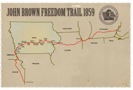 [A map of the Underground Railroad used during the 19th century trails that helped Black people experiencing slavery, to find freedom in the North and Western United States. (Photo credit: HUD Great Plains)]