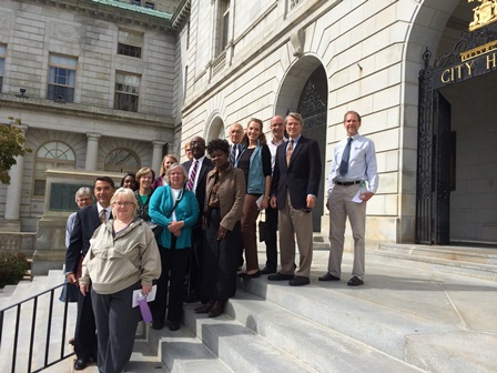 [Photo: Representatives from HUD, EPA, DOT and FEMA visit Portland's India Street Neighborhood]