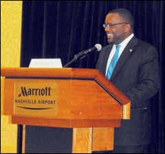[Photo of HUD General Deputy Assistant Secretary, Bryan Greene, addressed attendees, stressing the value of enforcement of the Fair Housing Act]
