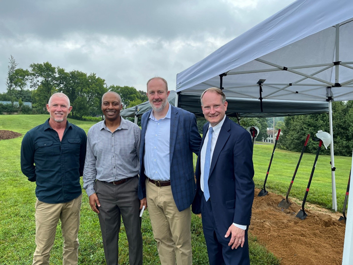 [Groundbreaking of Transforming Western in Knoxville Tennessee reflects HUD Choice Neighborhoods and HOME grants, which will provide 196 new units of affordable housing supported through HUD's investments through Public & Indian Housing and Community Planning & Development program areas. Left to right: J. Shannon Cross, HUD Portfolio Management Specialist; Calvin Whitaker, HUD CPD Program Manager; Jim Hatfield, Vice President for Redevelopment, Knoxville's Community Development Corporation; and Walter Perry, HUD Knoxville Field Office Director.]