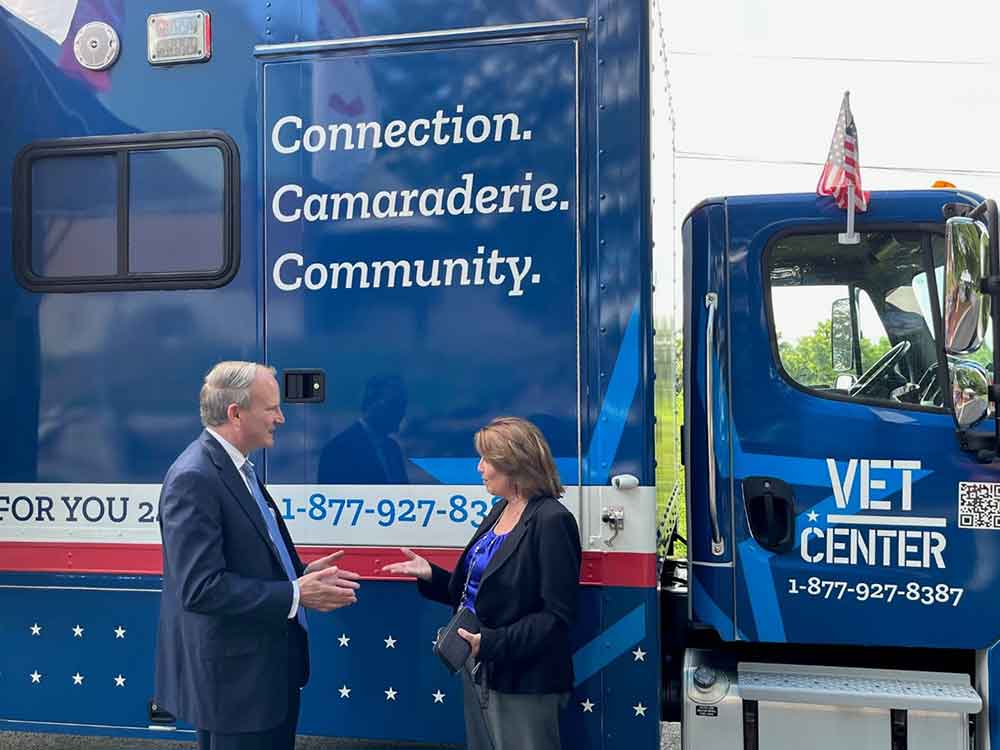 [As a part of the groundbreaking for Liberty Place Veterans Supportive Housing Community, the American Eagle Foundation brought to the event a 6-year-old Bald Eagle named Saphria, that was rehabilitated from injury by the Foundation, to salute those who have served.  Walter Perry, Knoxville Field Office Director; Calvin Whitaker, CPD Program Manager; and Jenny Stuart, CPD Community Planning & Development Representative, join Saphria and her handler to commemorate a special day in support of Knoxville's Veterans.]