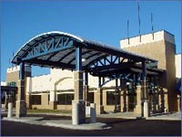 [Photo 2: the grand entry portico to the new senior center]