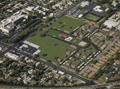 [Photo: Aerial rendering of the future Parc Grove Commons affordable housing in Fresno, California]