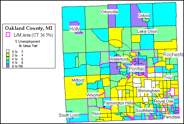 Map Of Oakland County Michigan Lakes 1458