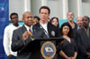 [Photo: Secretary Jackson making an announcement with with California Governor Arnold Schwarzenegger.]
