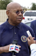 [Photo: Secretary Jackson talks to the media in Dallas, Texas]