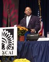 [Photo: Secretary speaking to the National Congress of American Indians in Tulsa, Oklahoma]
