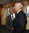 [Photo: Secretary Jackson meets with former Secretary of State Colin Powell]