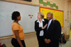 [Photo: HUD Secretary Jackson and Education Secretary Spellings greet teacher at the Humes Middle School in Memphis, TN]