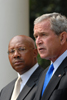 [Photo: Secretary Jackson (left) and President Bush (right)]
